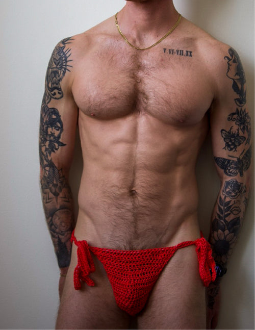Crocheted Tied Swim Brief (Water Resistant)