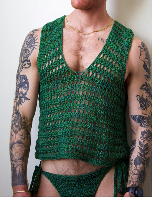 Crochet Crop Muscle Tank Top