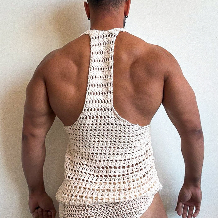 Cream Racerback Muscle Vest