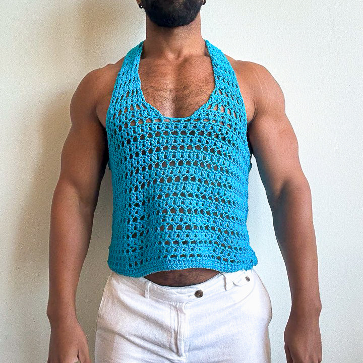 Turquoise Cropped Muscle Vest