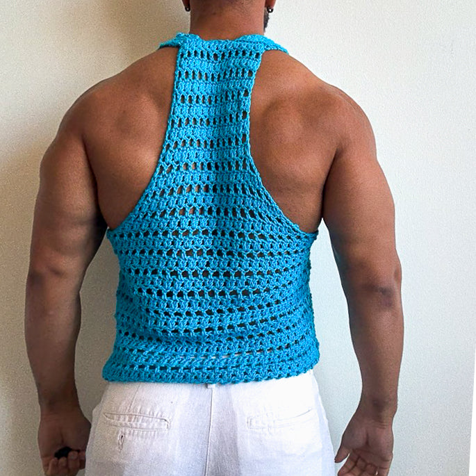 Turquoise Cropped Muscle Vest