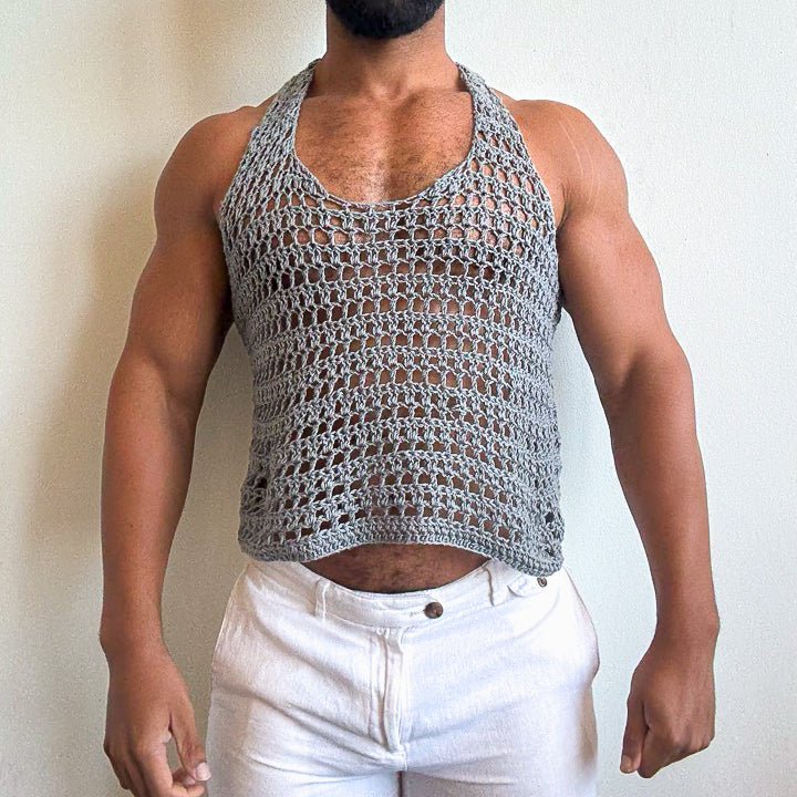 Grey Cropped Muscle Vest