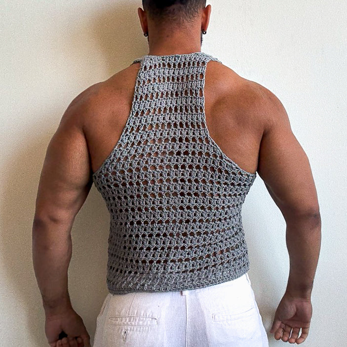 Grey Cropped Muscle Vest