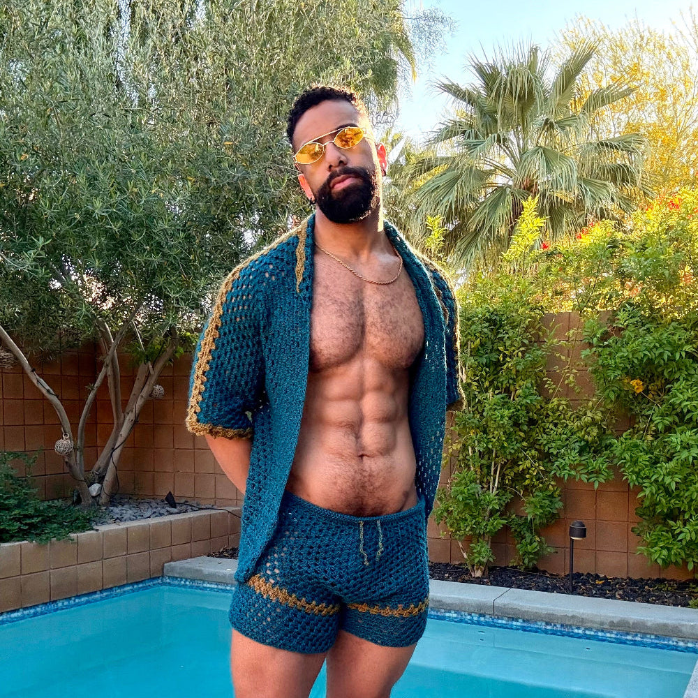 Man wearing crochet set