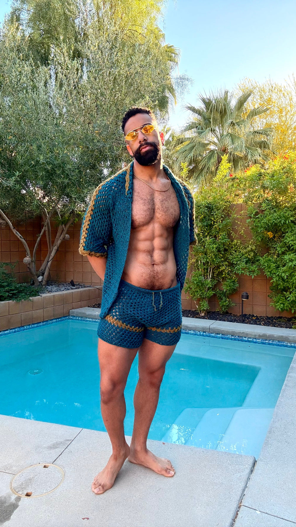 Man wearing crochet set