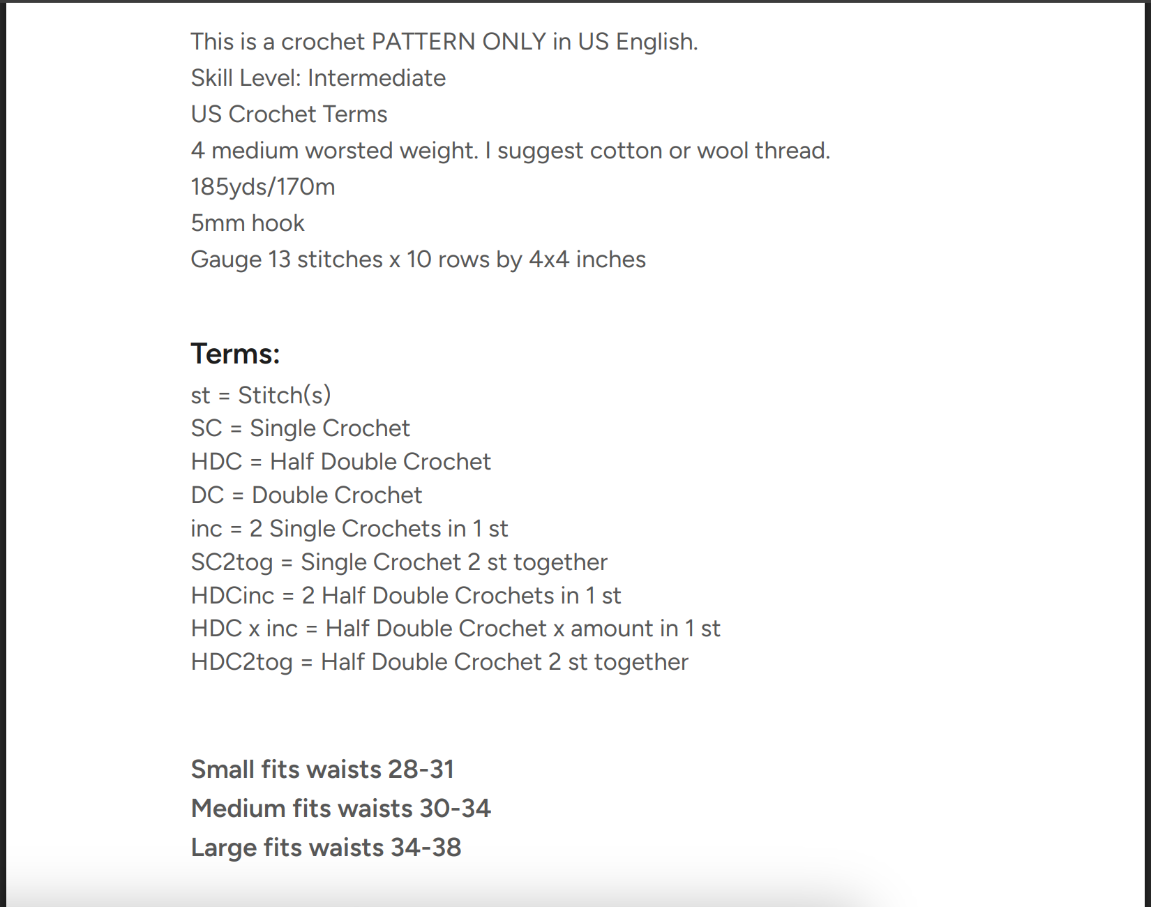 Men's crochet briefs pattern